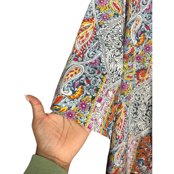 Colorful Floral Open Kimono Women Size Small Paisley Print Boho Vintage Style - Picture 6 of 7